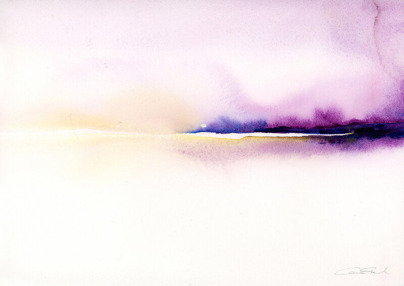 Akvarell Solnedgång av Cora Eklund
