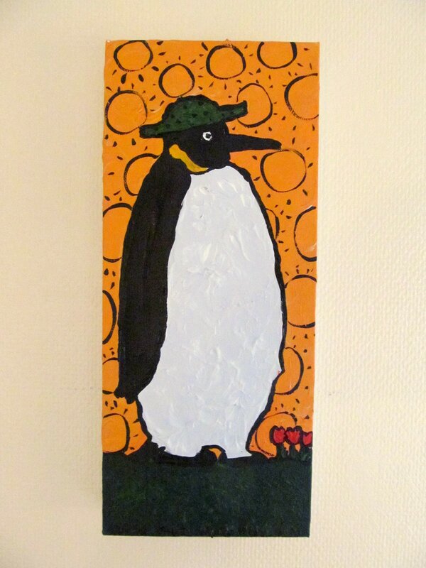 Akrylmålning Pingvin av Orsi Mild