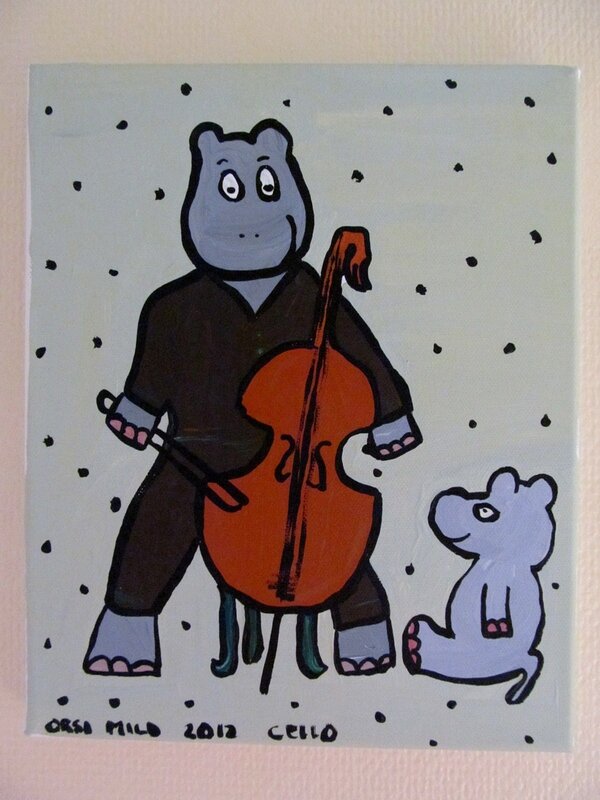 Akrylmålning Cello av Orsi Mild