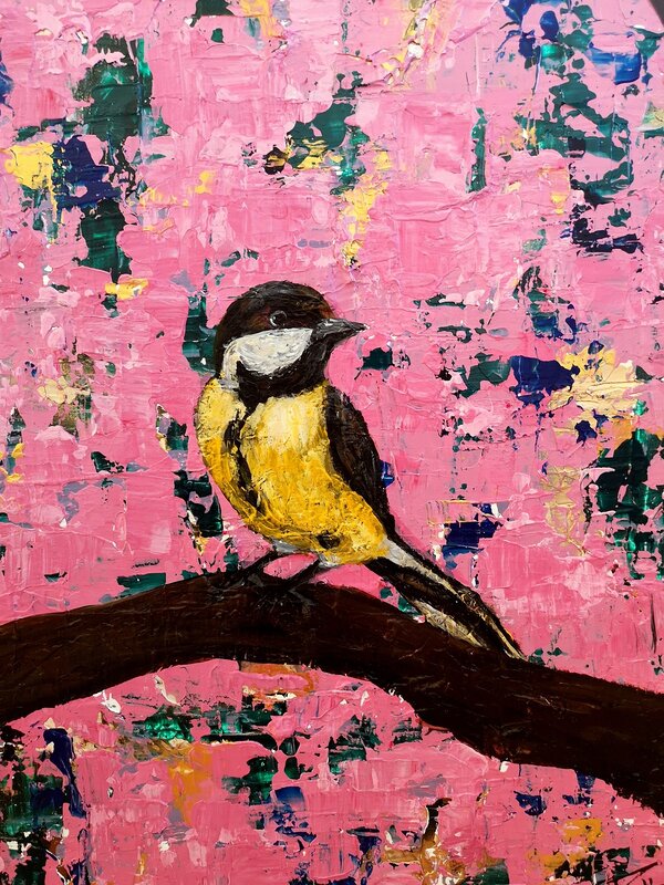 A bird on my abstract world nr.2 av Paula Rindborg