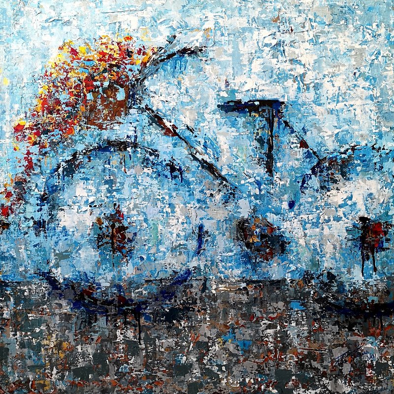 Akrylmålning Cykel XV av Paula Rindborg