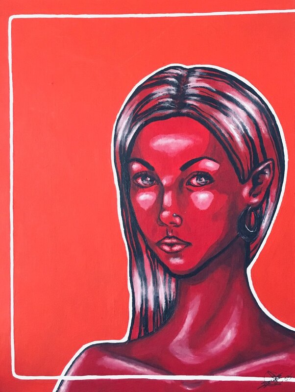 Akrylmålning Red av Denize Artuñedo Engblom