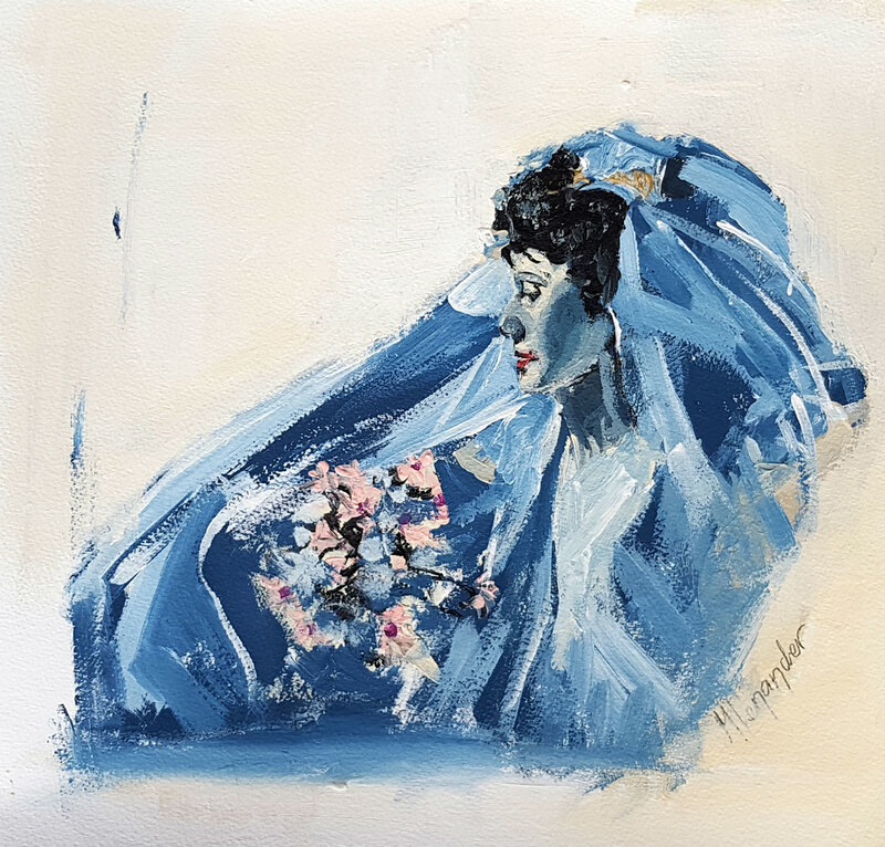 Akrylmålning Feeling blue av Monika Lenander
