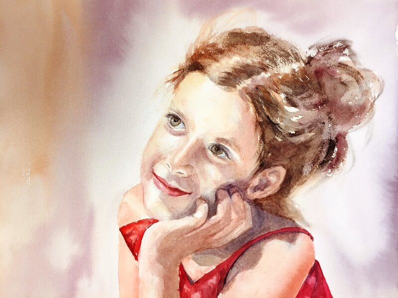 Akvarell Daydreamer av Tanya Lundmark