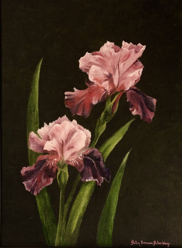 Oljemålning Rosa iris av Helen Boreson Holmberg