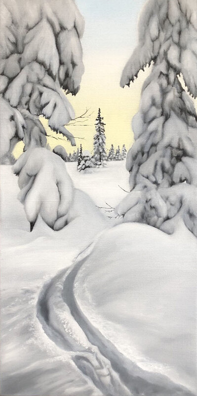 Oljemålning Wintertrack January av Sofia Ohlsén