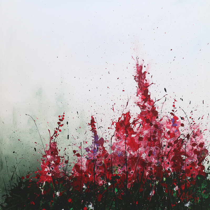 Akrylmålning Willowherbs in a wormwood fog av Joacim Broström • JoacimArt