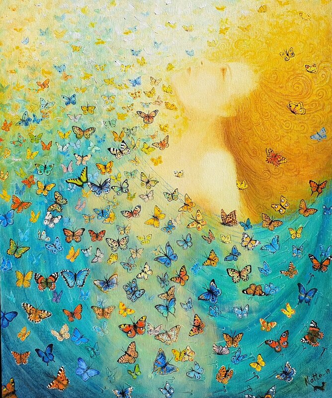 Oljemålning The Butterfly Girl av Natale Orlich