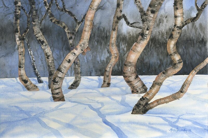 Akvarell Vinterdans av Maria Tjärnström