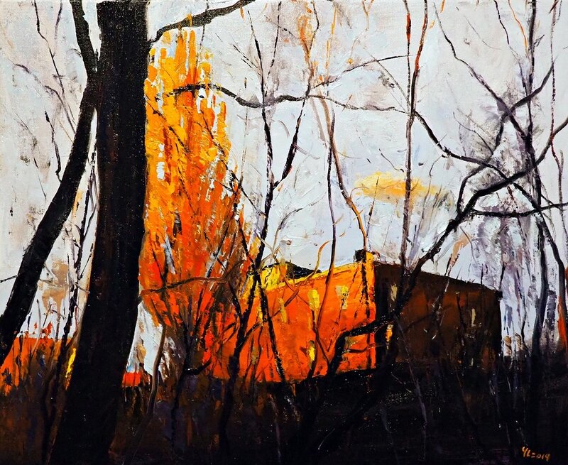 Oljemålning Solnedgång av Yuanyuan Liu