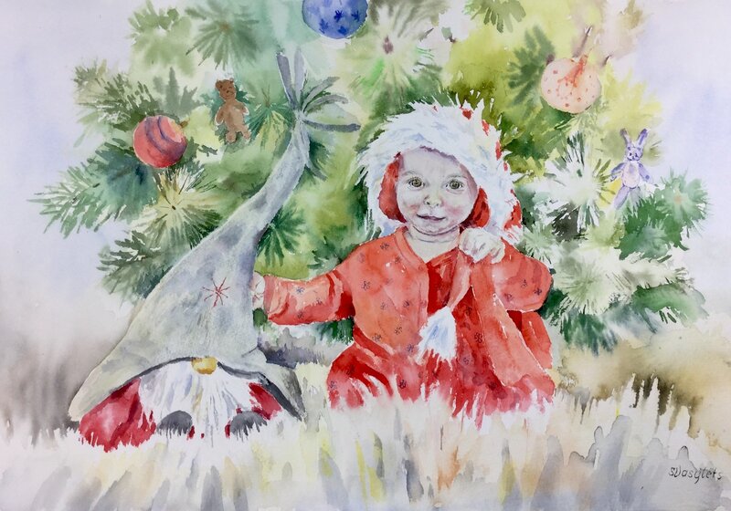 Akvarell God Jul! av Svitlana Vasylets