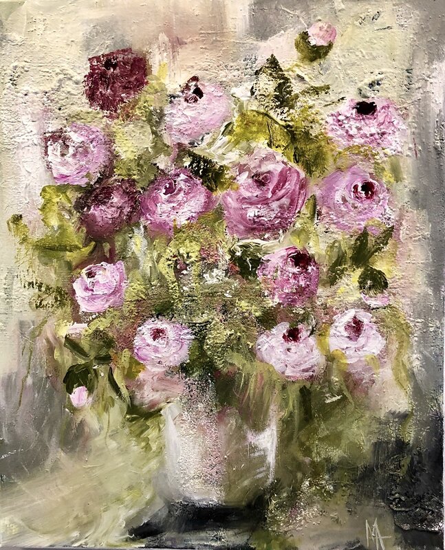 Akrylmålning Wild roses av Annette MA Stocker