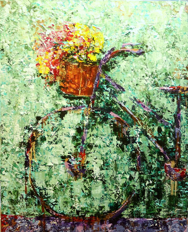 Akrylmålning Cykel X av Paula Rindborg