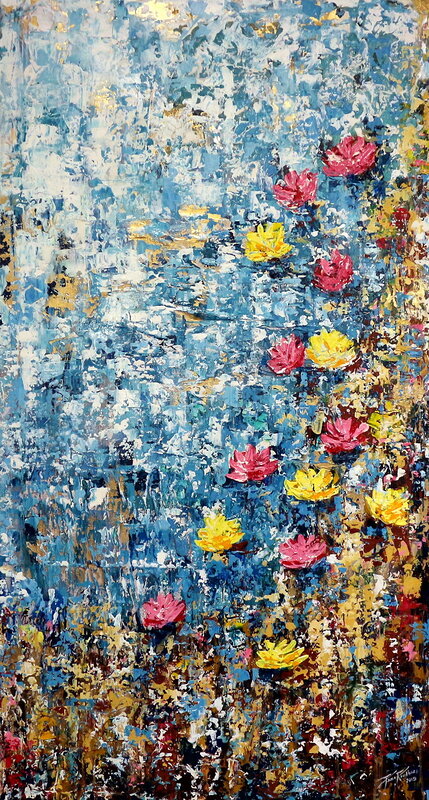 Akrylmålning I See Flowers in You av Paula Rindborg