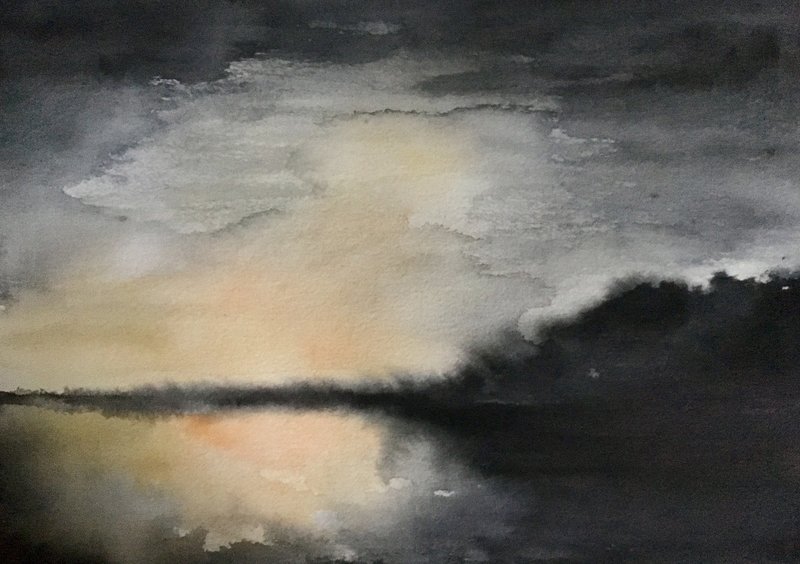 Akvarell Sommarnatt av Gunilla Tuvin