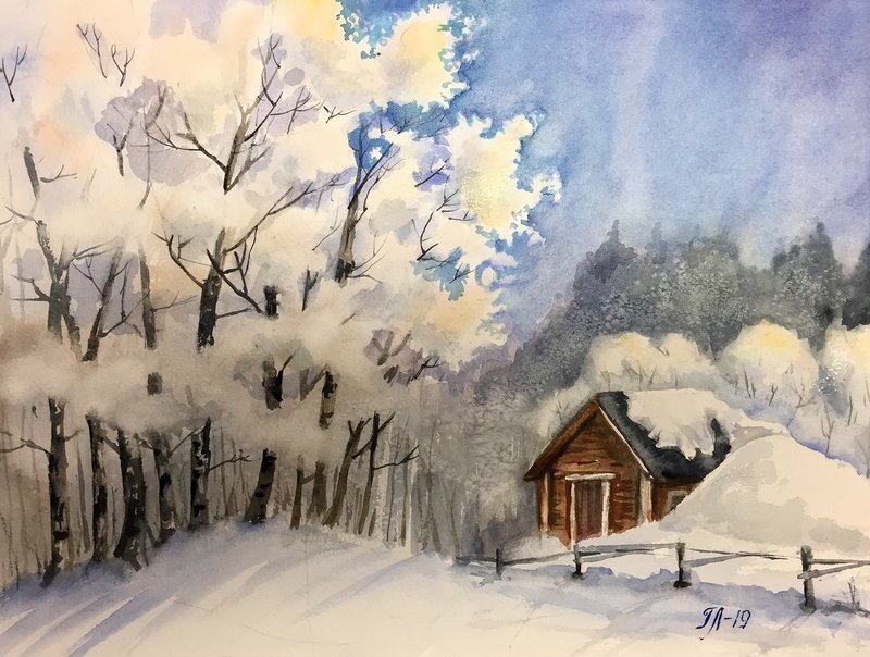 Akvarell Frost av Tanya Lundmark