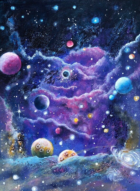 Akrylmålning Cosmic love av Annelie Wadin