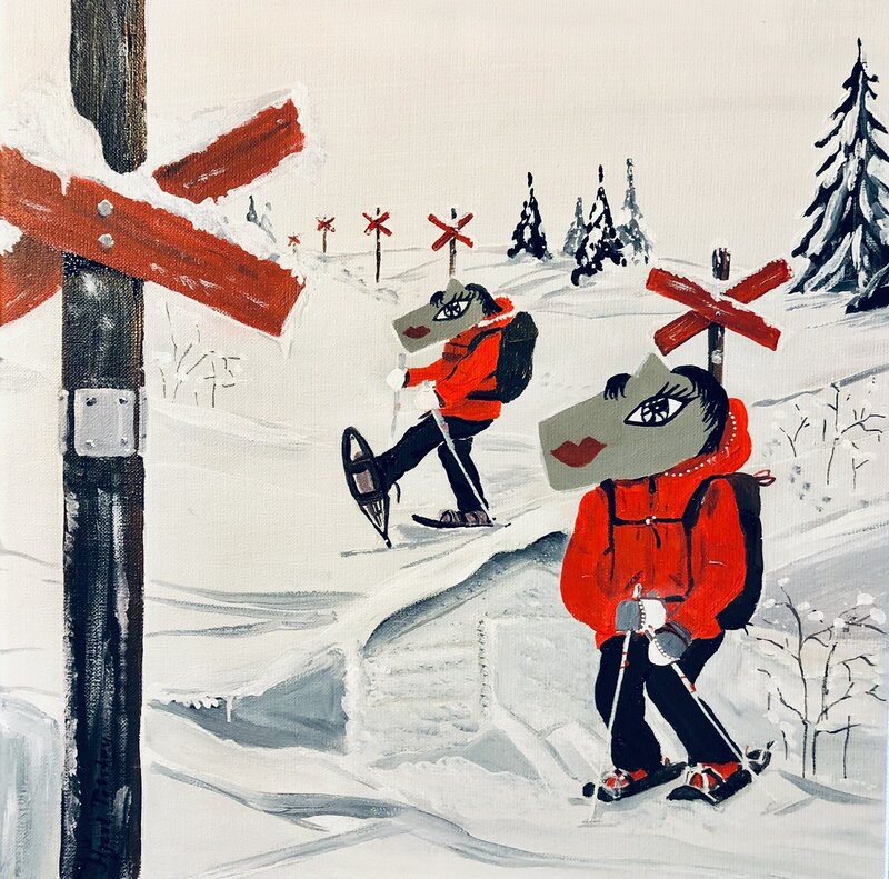Akrylmålning Snöskotur av Catarina Hjort Tolstoy