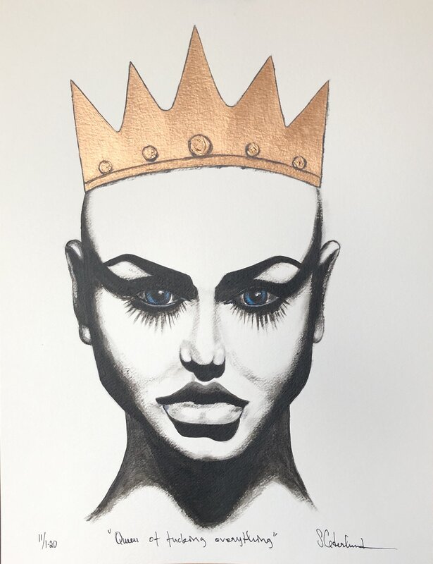Akrylmålning Queen of f*cking everything av Susanne Cederlund