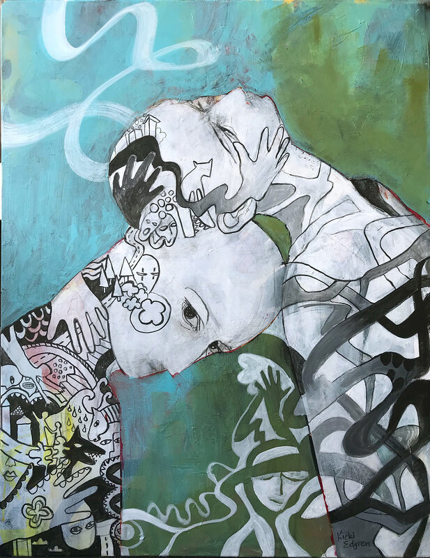 Akrylmålning Between us av Kicki Edgren