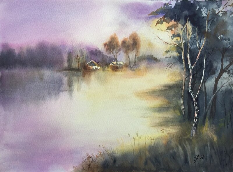 Akvarell Vid sjön av Tanya Lundmark