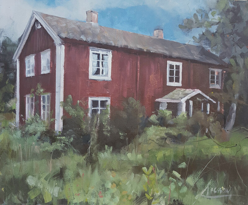 Oljemålning Det gamla huset är fullt av minnen från lång tid tillbaka. av Anders Olsson