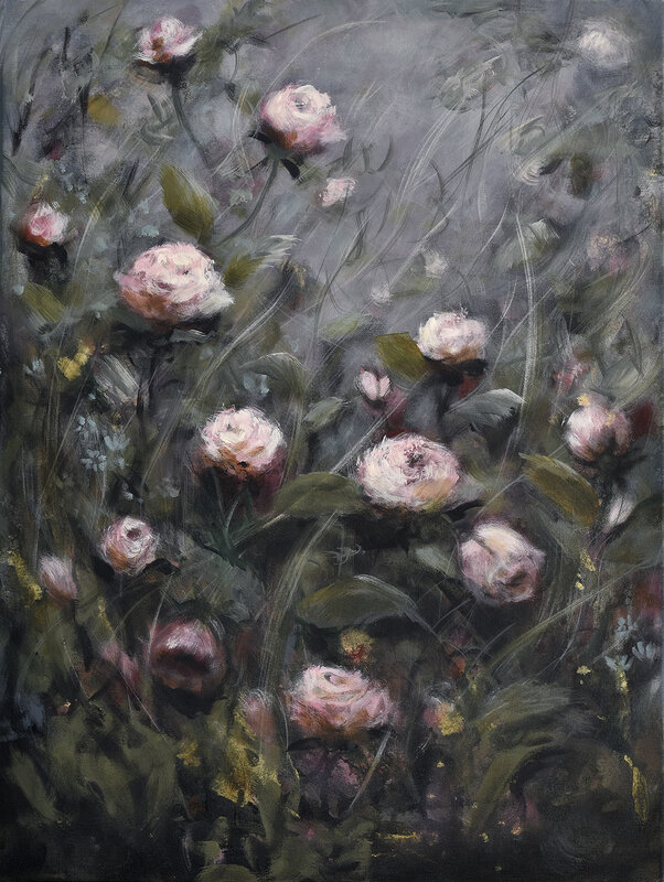 Akrylmålning Wild roses av Malin Östlund