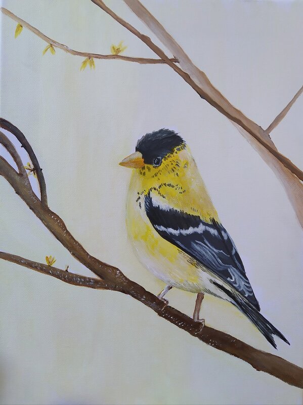 Akrylmålning Bird 1 av Alexandra Petropoulou