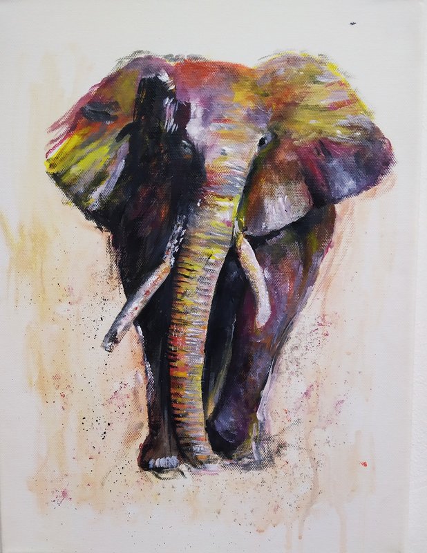 Akrylmålning Elephant av Alexandra Petropoulou