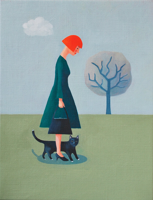 Oljemålning Catwoman II av Caroline Roberts
