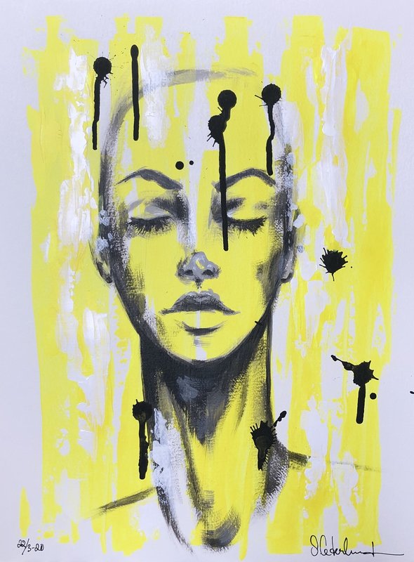Akrylmålning I’m not bulletproof av Susanne Cederlund