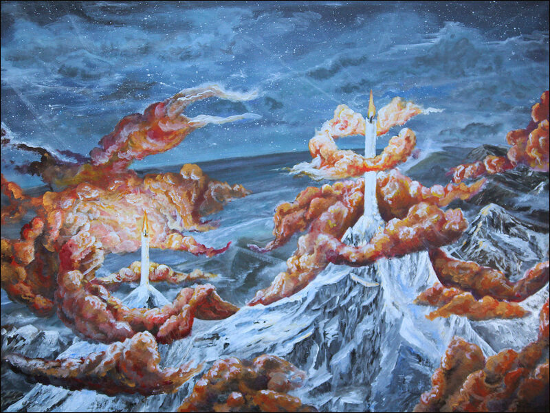 Akrylmålning Red clouds av John Eriksson