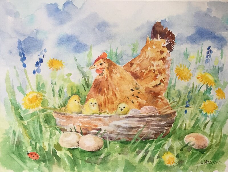 Akvarell Glad Påsk! av Svitlana Vasylets