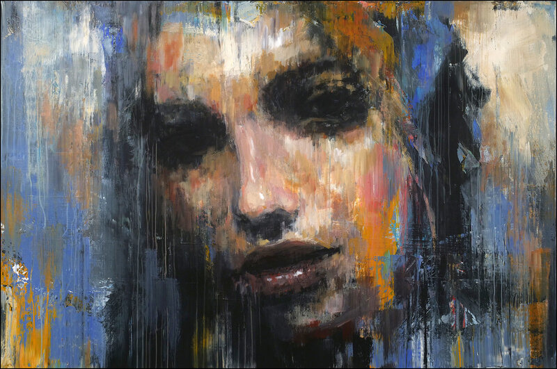 Akrylmålning Abstract portrait no.m2008 av Tomas Hammar