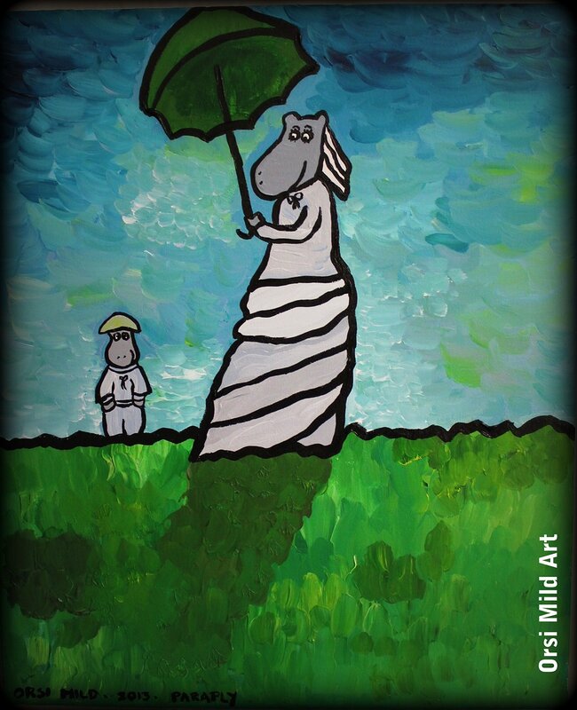 Akrylmålning Paraply av Orsi Mild