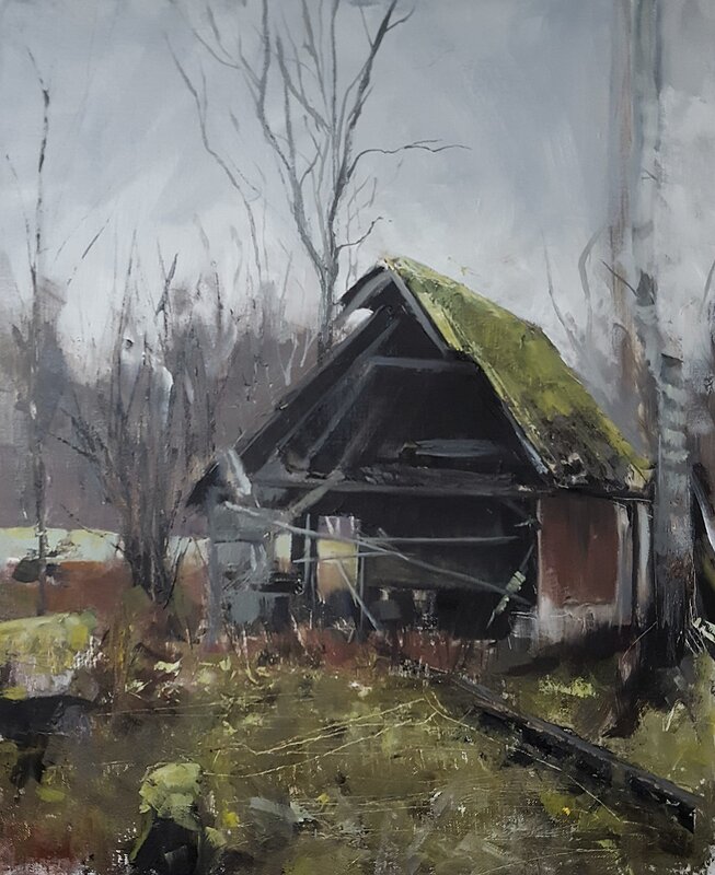 Oljemålning Den gamla ladan av Anders Olsson