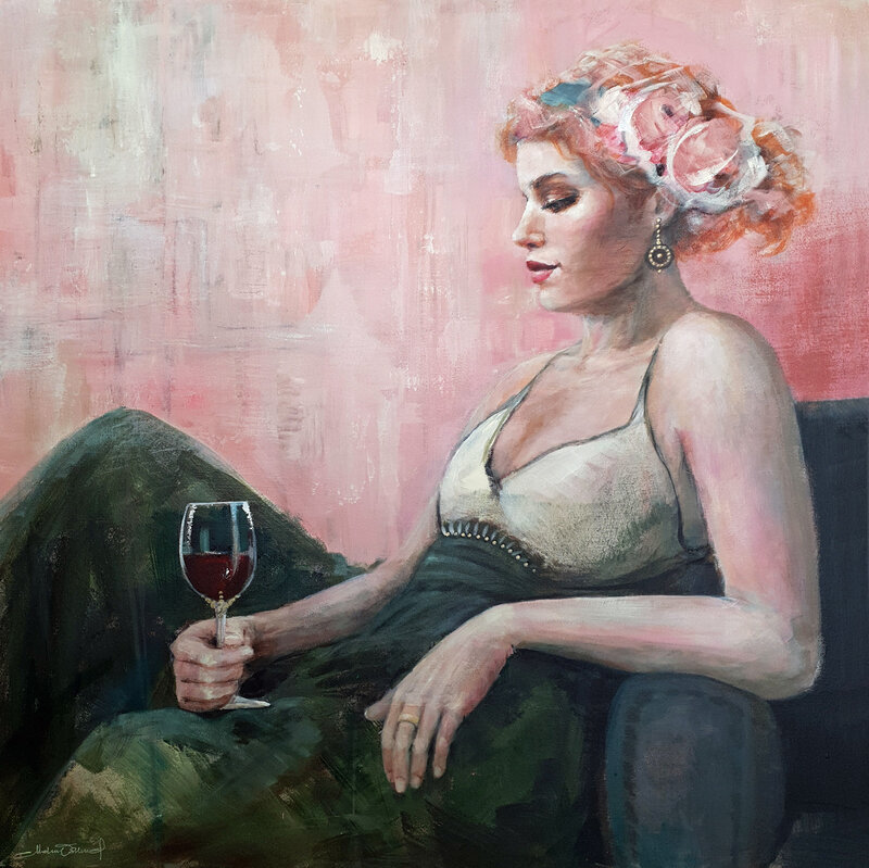 Akrylmålning Bourgogne moments av Malin Östlund