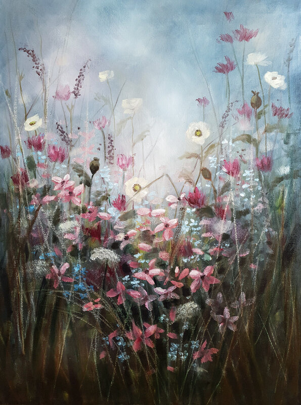 Oljemålning Blomsterlyckan av Malin Östlund