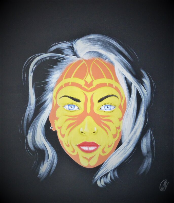 Akrylmålning Orange mask av Erik Ahlinder