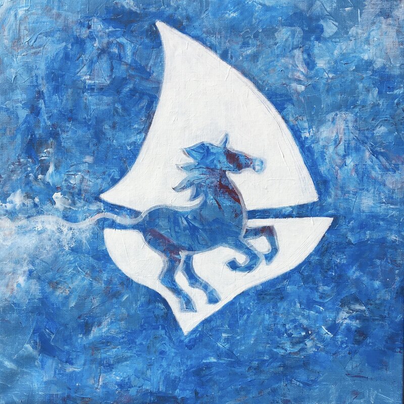 Akrylmålning Sailhorse av Li Gessbo