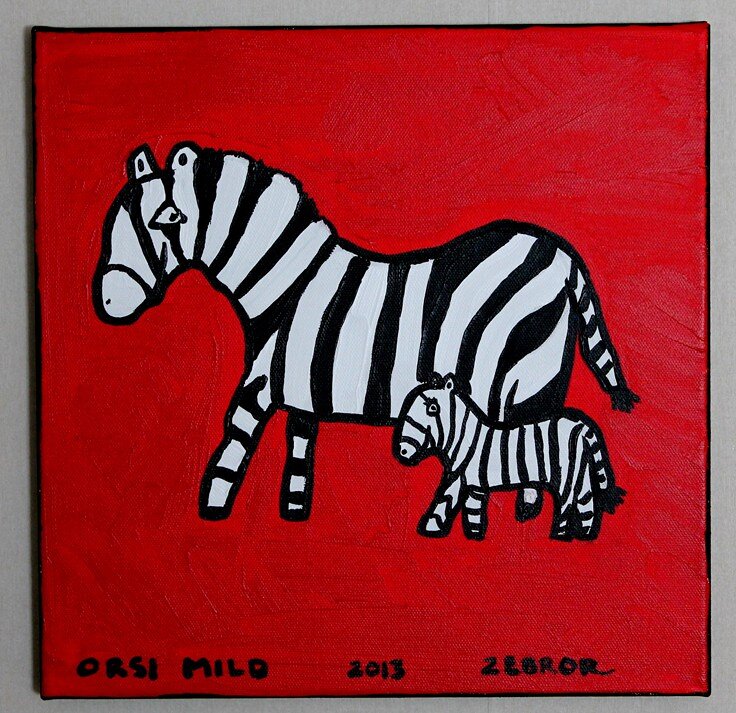 Akrylmålning Zebror av Orsi Mild