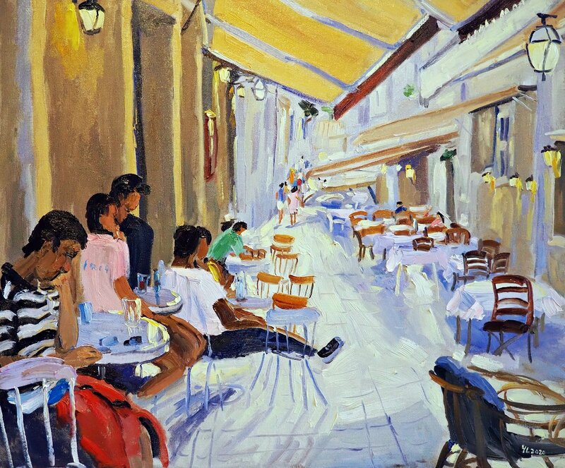 Oljemålning Gamla stan i Dubrovnik av Yuanyuan Liu