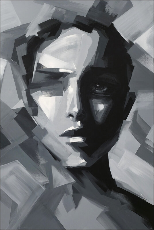 Akrylmålning Abstract portrait no.ma2011 av Tomas Hammar