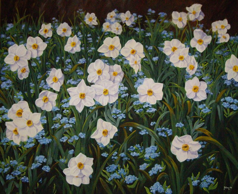 Oljemålning Blomsterprakt i pingsttid av Helen Boreson Holmberg