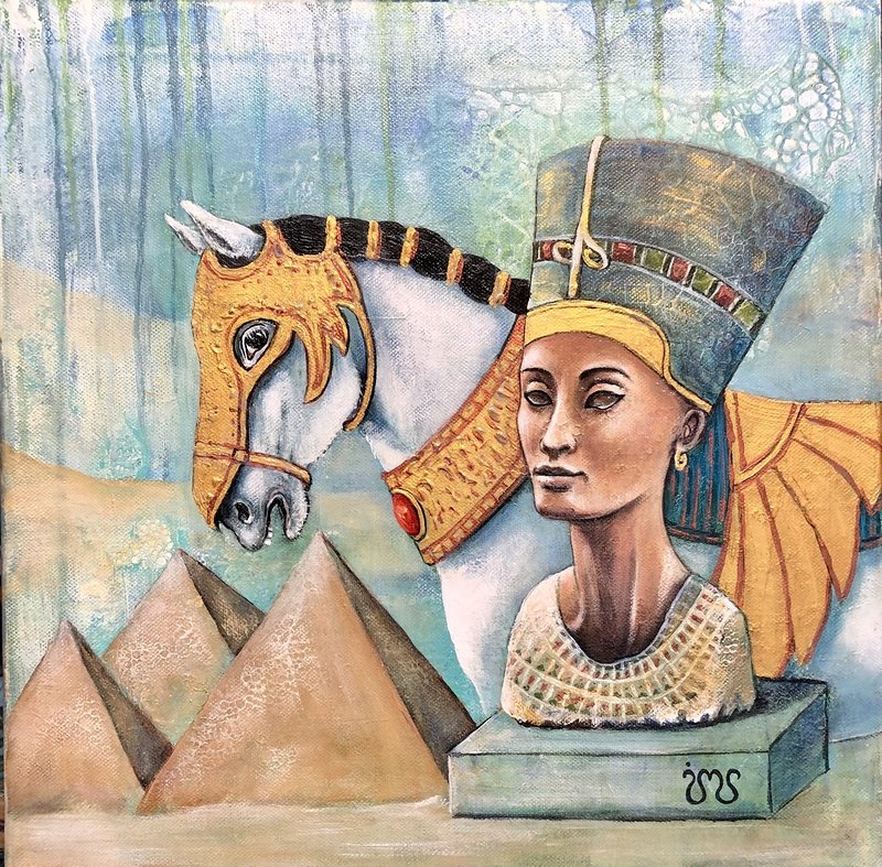 Akrylmålning Nefertiti av Ing-Marie Seijsing