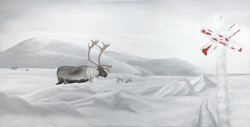 Oljemålning Reindeer Path av Sofia Ohlsén