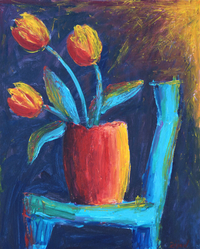 Akrylmålning Tulips av Zijad Mehmedovic