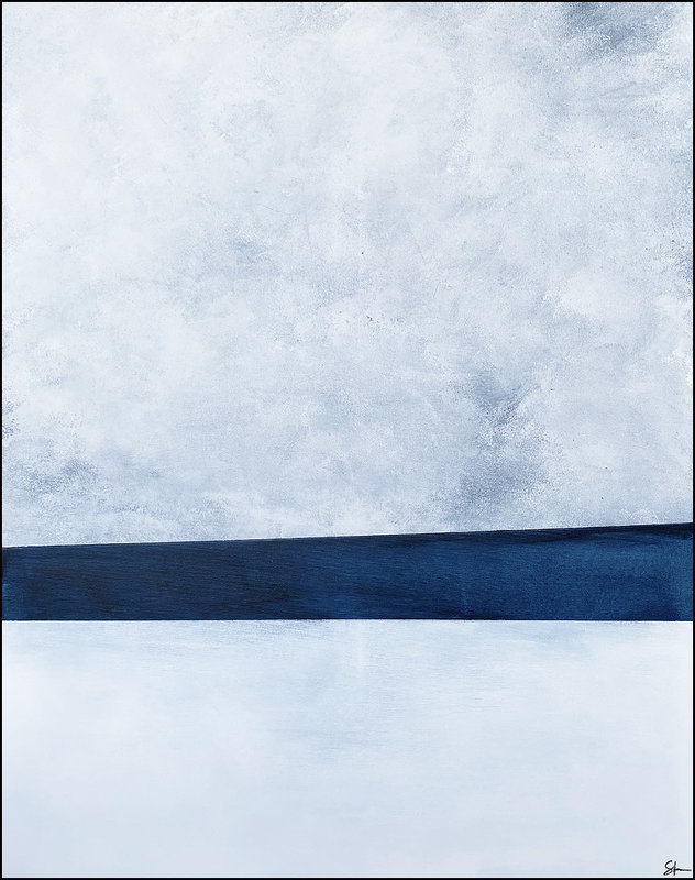 Akrylmålning No. 200504, White Day Horizon av Stellan Kim Kristiansson