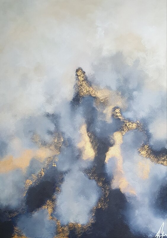 Akrylmålning Misty mountain av Alexandra JS