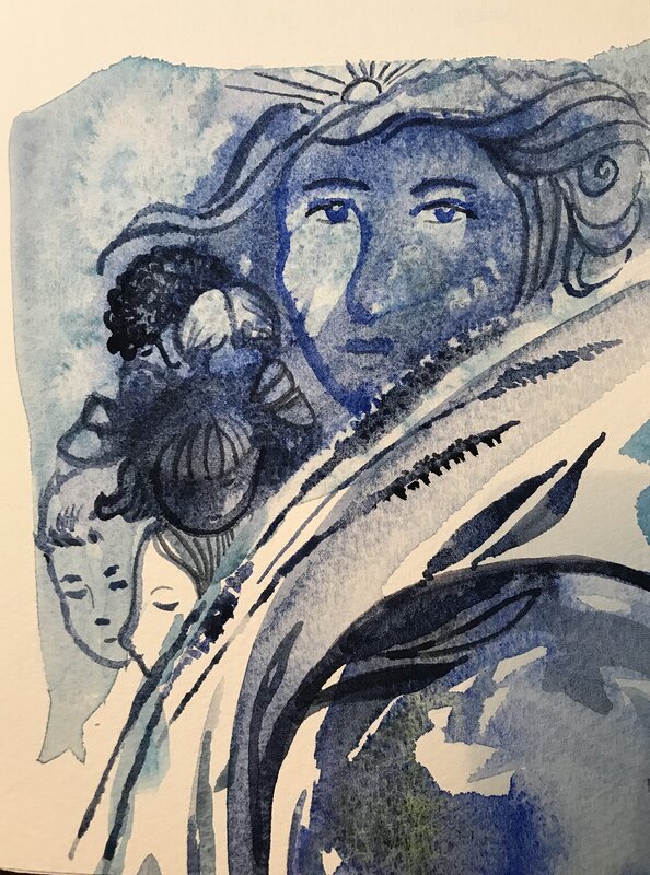 Akvarell De blå av Susanna Prestor